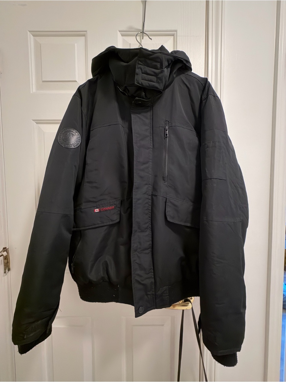 Canadair Men's Black Hooded Insulated Puffer Jacket
